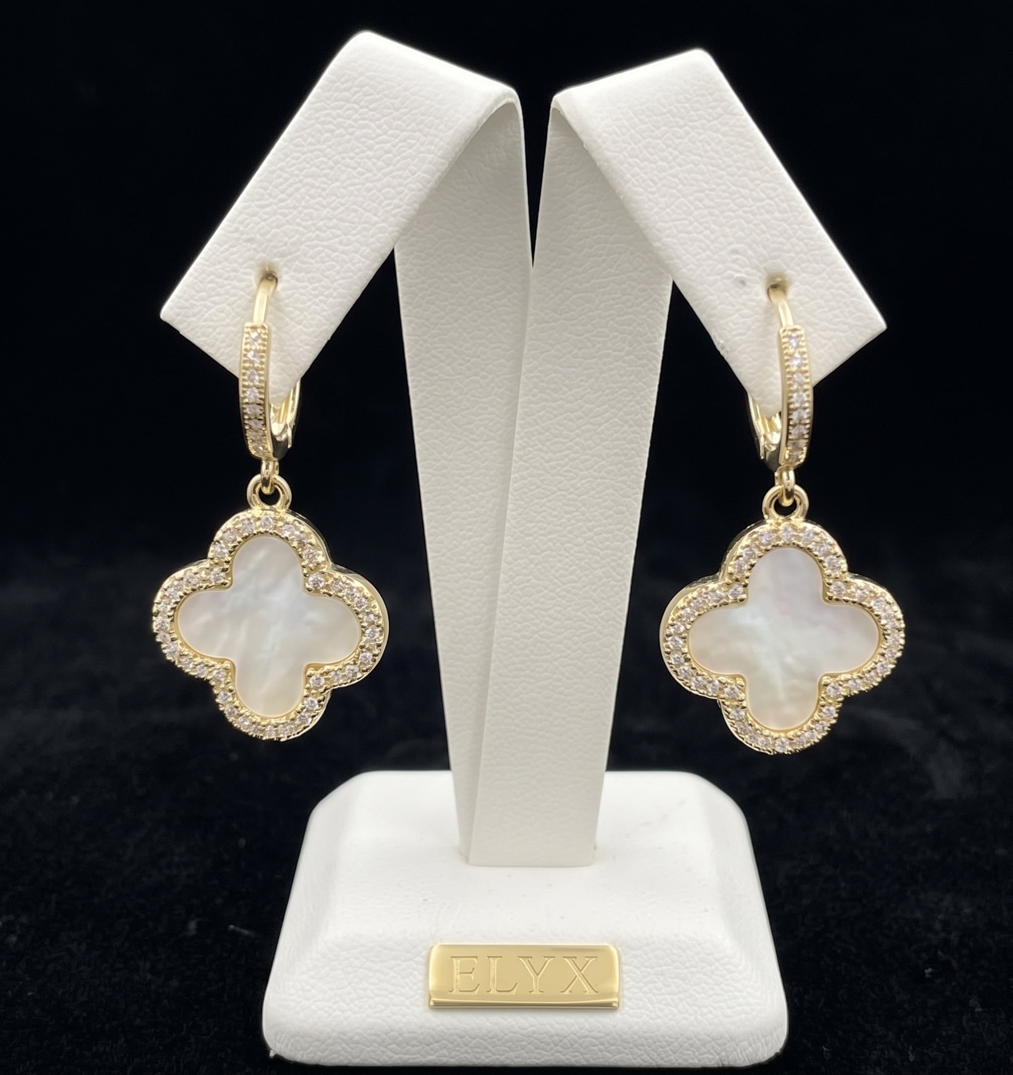 Cercei Trifoi Bicolor — Placat cu Aur 18K